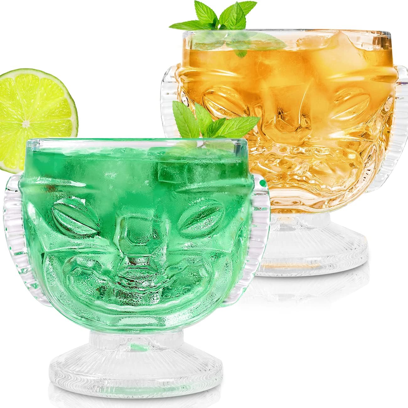 Tiki Cocktail Glasses Set of 410.5 Ounce Rocks Drinking
