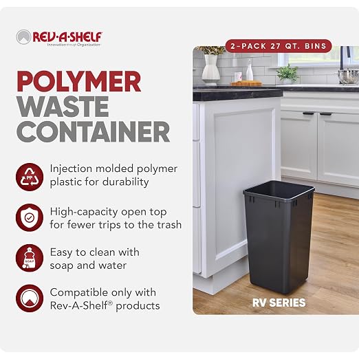 Rev-A-Shelf Caneca Basura 27qt Negro (2 Pack) miniatura 2
