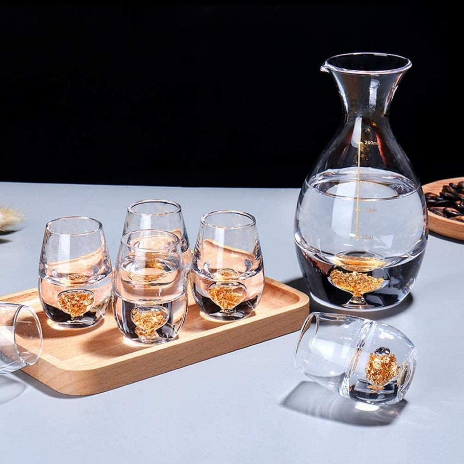 Set di 7 bicchieri da sakè in cristallo senza piombo, per vino giapponese, per bevande calde o fredde