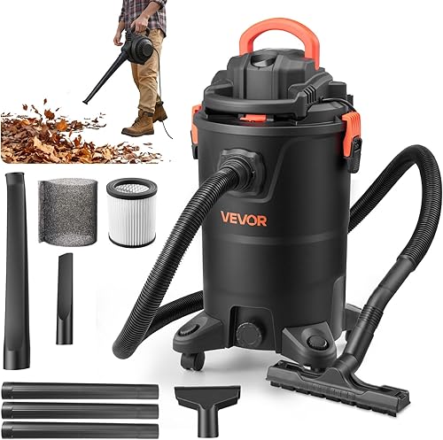 Vista 11 de VEVOR Aspiradora de Acero Inoxidable para Taller, Aspiradora Húmeda y Seca de 5.5 Galones, 6 HP Pico - Potente Succión con Función de Soplador