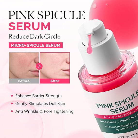 Cyano Pink Spicule Serum & Picotonic Shot Glowing Ampoule, Pore Minimizer Microneedling Serum, Hyperpigmentation Treatment, Dark Spot Remover Korean Skincare Set, Even Skin Tone & Skin Clarity