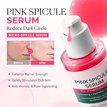 Cyano Pink Spicule Serum & Picotonic Shot Glowing Ampoule, Pore Minimizer Microneedling Serum, Hyperpigmentation Treatment, Dark Spot Remover Korean Skincare Set, Even Skin Tone & Skin Clarity
