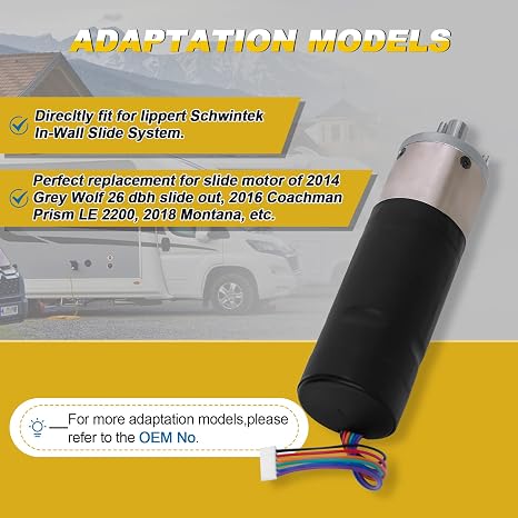 236575, RV in-Wall Slide-Out Motor Compatible with Lippert Schwintek in-Wall Slide System, IG-42 10mm Motor Assembly, Slide Motor for Travel Trailer and Camper | 300:1 High Torque Gear Ratio, 12V