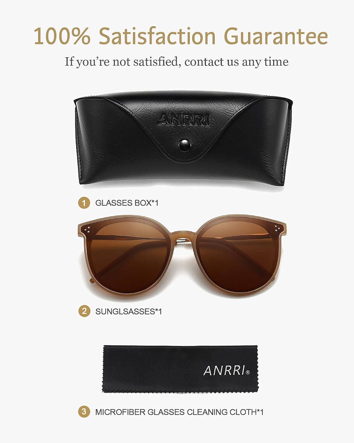 Oversized Retro Round Polarized Sunglasses Unisex UV400 Blocking