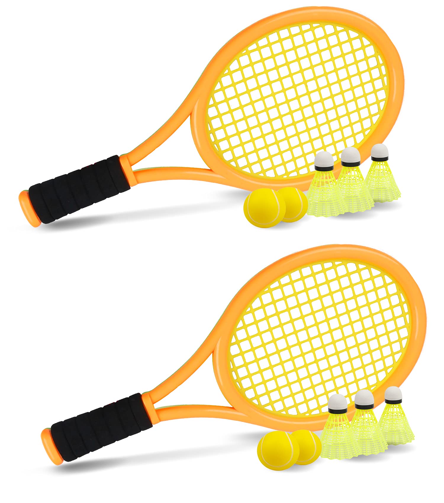Kid Tennis Racket with Bag,Plastic Racquet Include 4 Foam Ball,6 Badminton shuttlecocks for Children (Over 3 Years Old),Toddler Outdoor/Indoor Sport Play