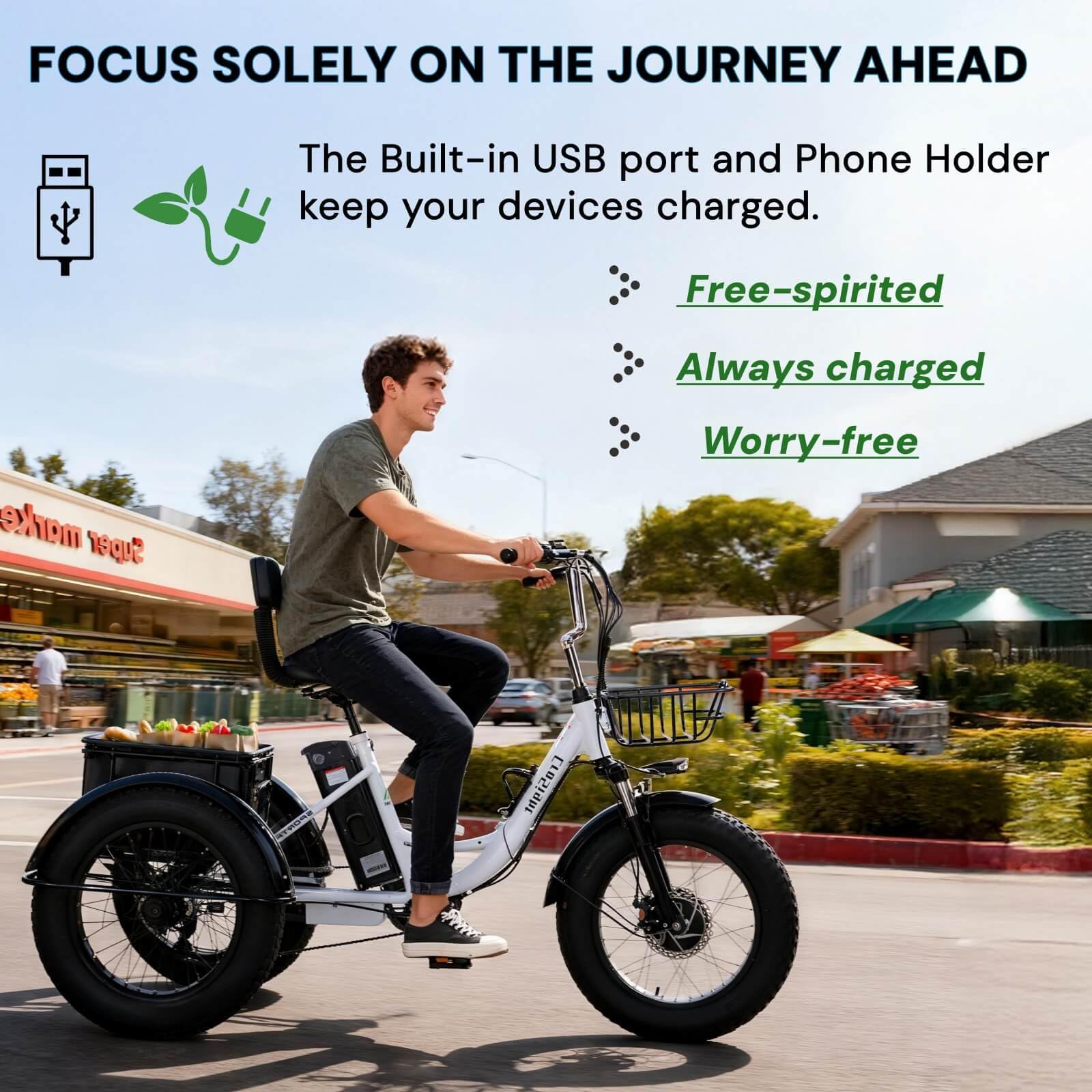 2.0 Electric Tricycle for Adults, 20"x4" Fat Tire Folding Electric Trike, 750W 48V 20Ah Battery, Built-in Speaker, USB Port, 7 Speed, 3 Wheel E-Trike
