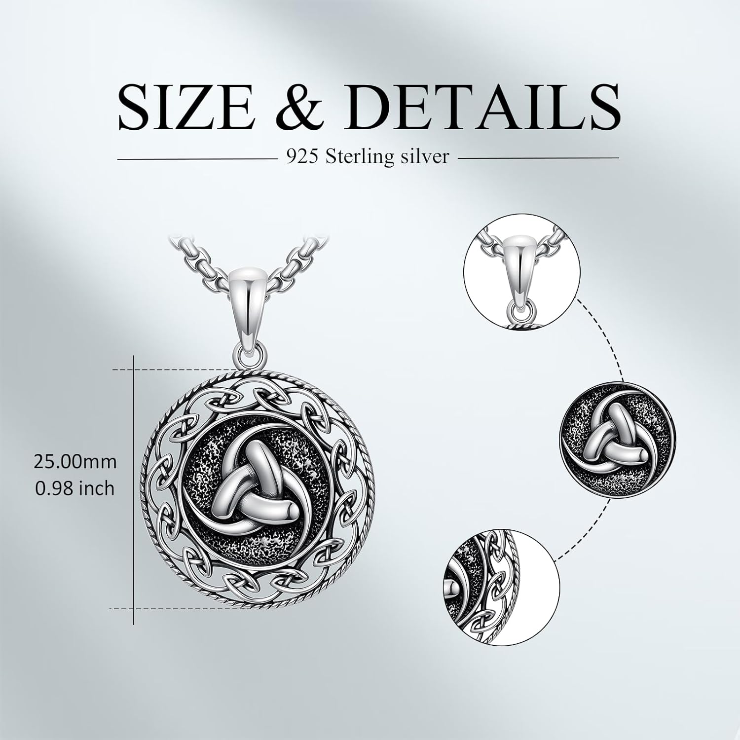 Triquetra Necklace for Women Men 925 Sterling Silver Celtic Knot Triquetra Pendant Irish Celtic Trinity Jewelry Birthday Gifts - Image 5