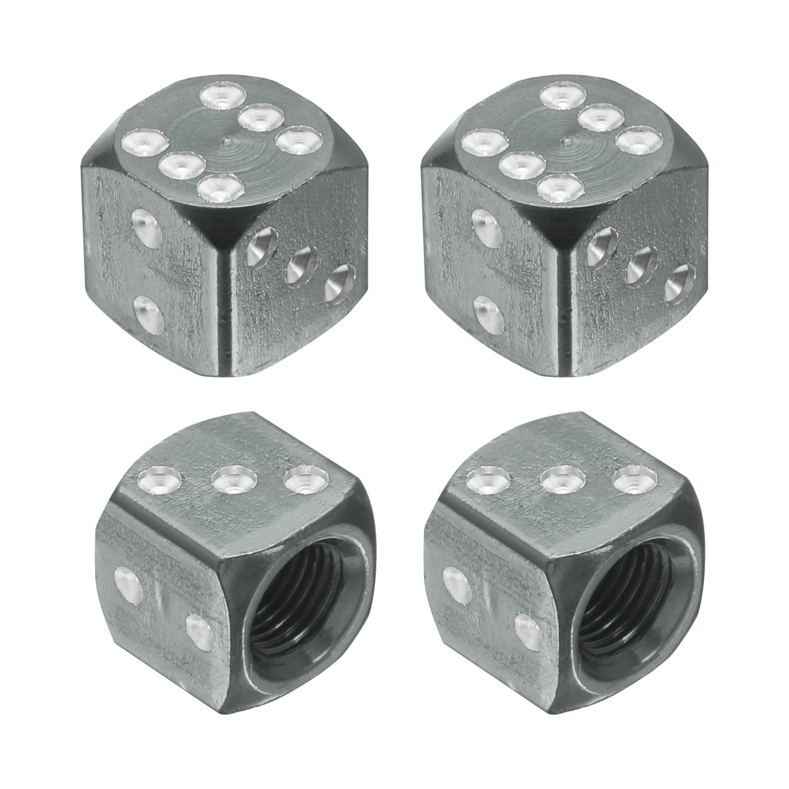 PATIKIL Dice Tire Valve Stem Caps, 4PCS Universal Aluminium Alloy Dustproof Tire Valve Stem Covers for Cars SUV Trucks Bikes Motorcycles Bicycles, Grey