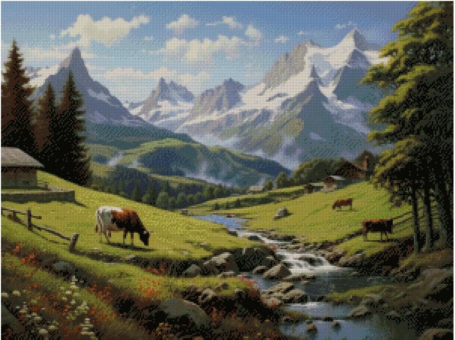 Kit de broderie paysage de printemps pour décorer votre salon avec élégance