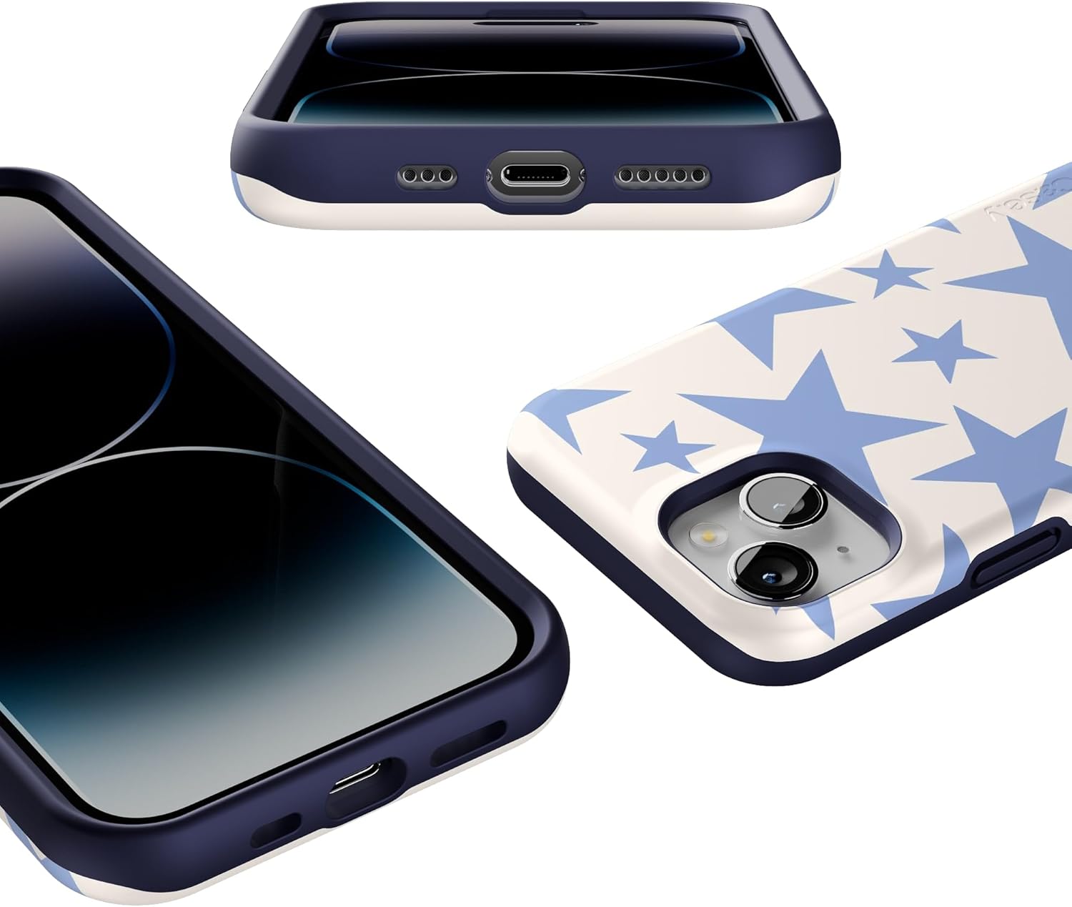 Casely iPhone 14 Case | Stars Align | Blue & White Stars | Bold Protective Design | Compatible with MagSafe