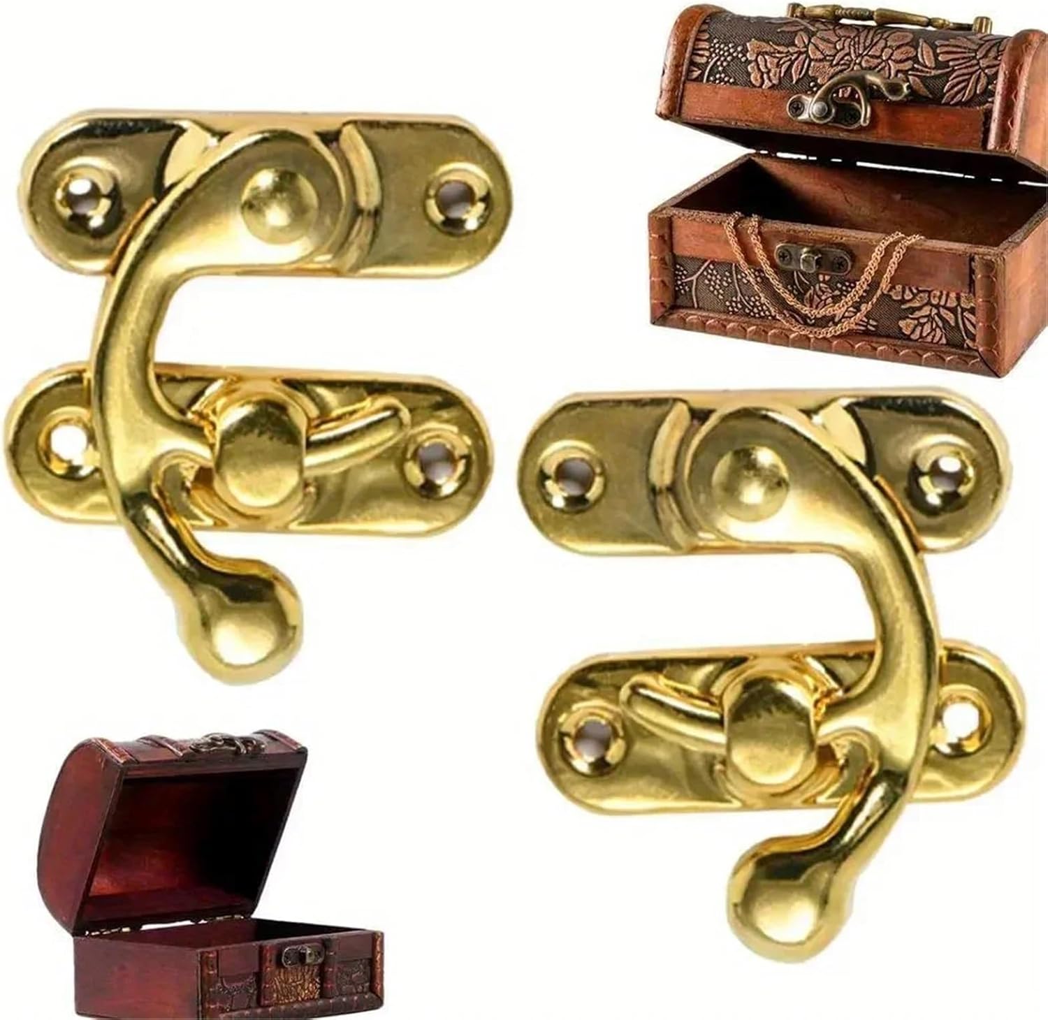 Jewelry Box Latch 100pcs Wooden Box Toggle Latch Hasp Hook Lock Closure for Jewelry Chest Gift Wine Case Leather Bag Handbag Suitcase(Golden)