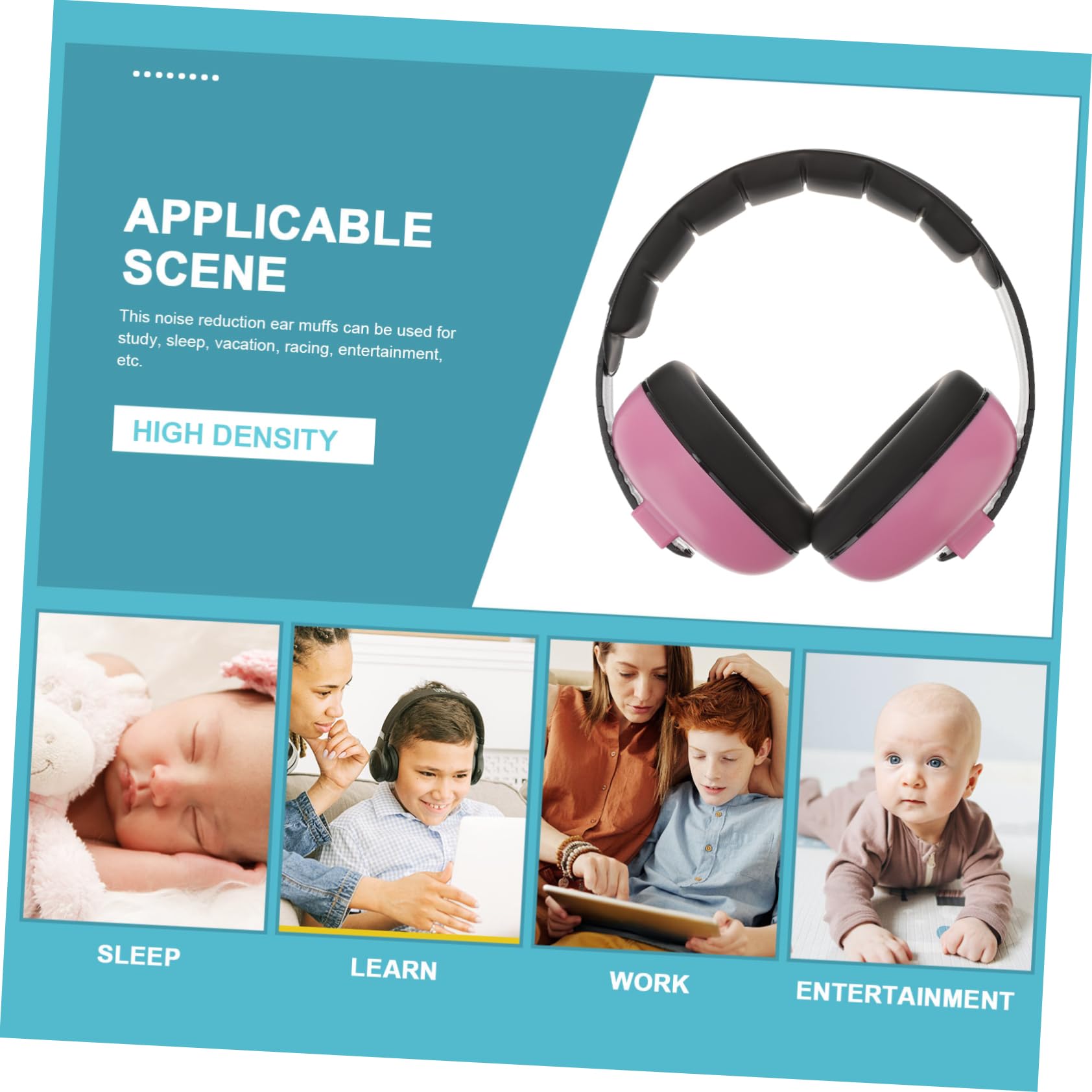 Hemoton Anti-noise Earshield Noise Cancelling Sleeping Earmuff Winter Headband Noise Canceling Headphones for Sleep Noise Reduction Headphones Pink Plastic Headband