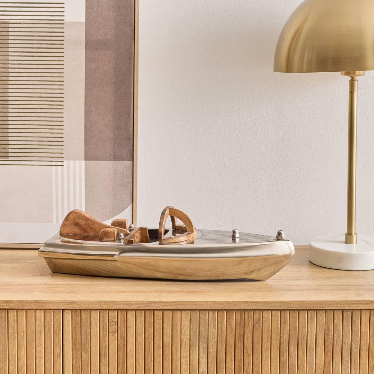 Atmosphera Créateur d'intérieur - Bateau Déco Rétro "Johan" 45cm Argent