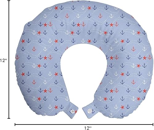 Miniatura 70 de Lunarable Teal Travel Pillow Neck Rest, Aquatic Fauna Theme Hand Drawn Style Various Starfish in Blue Shades, Memory Foam Traveling Accessory for