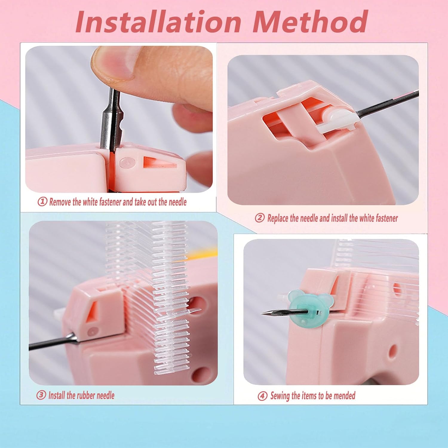 Stitch Gun for Clothes,Mini Quick Stitch Sewing Gun -Clothing Tag Gun 6 Needles,500 Black & 500 White Fasteners(Purple) - Image 3