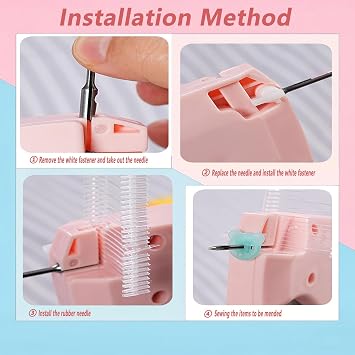 Stitch Gun for Clothes,Mini Quick Stitch Sewing Gun -Clothing Tag Gun 6 Needles,500 Black & 500 White Fasteners(Purple)