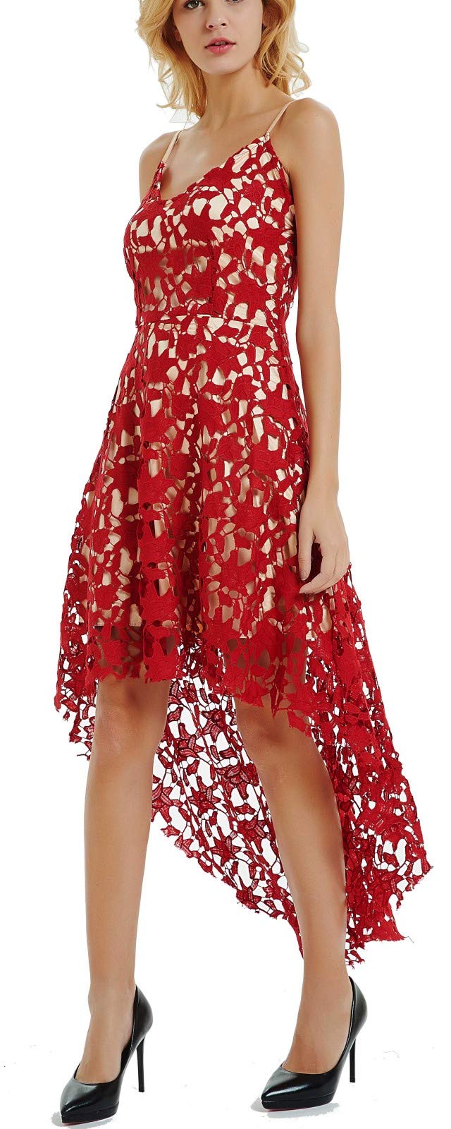 V Neck White Lace Dresses for Women Plus Size Cocktail Dresses Evening Party Dresses Knee Length