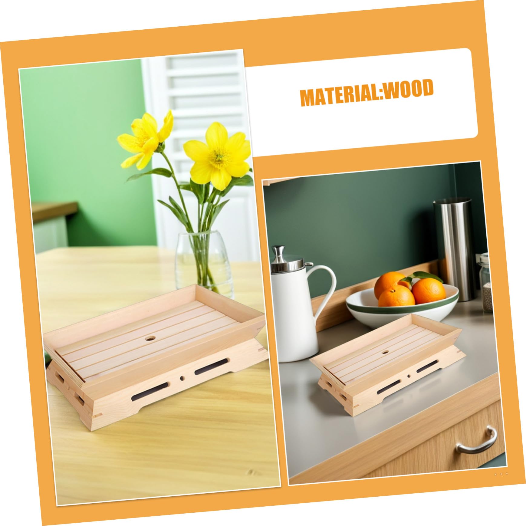 COLLBATH Assiette de Sushis Geta en Bois Rectangulaire Lot de 2
