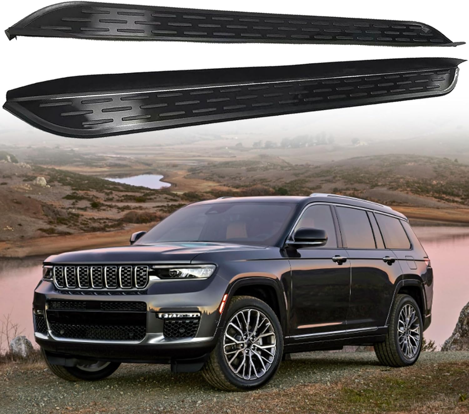 Running Boards Compatible with Jeep Grand Cherokee L 3-Row 2021 2022 2023 2024 2025 2026 Aluminum Side Steps Running Board Nerf Bar Pedal with Brackets 2PCS
