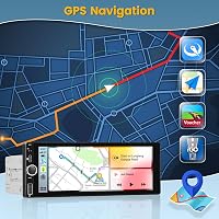 Hikity 1 DIN Autórádió 6.9" Érintőképernyővel - Vezeték Nélküli CarPlay, Android Auto, Bluetooth Kihangosító, Tolatókamera Bemenet, FM Rádió 3