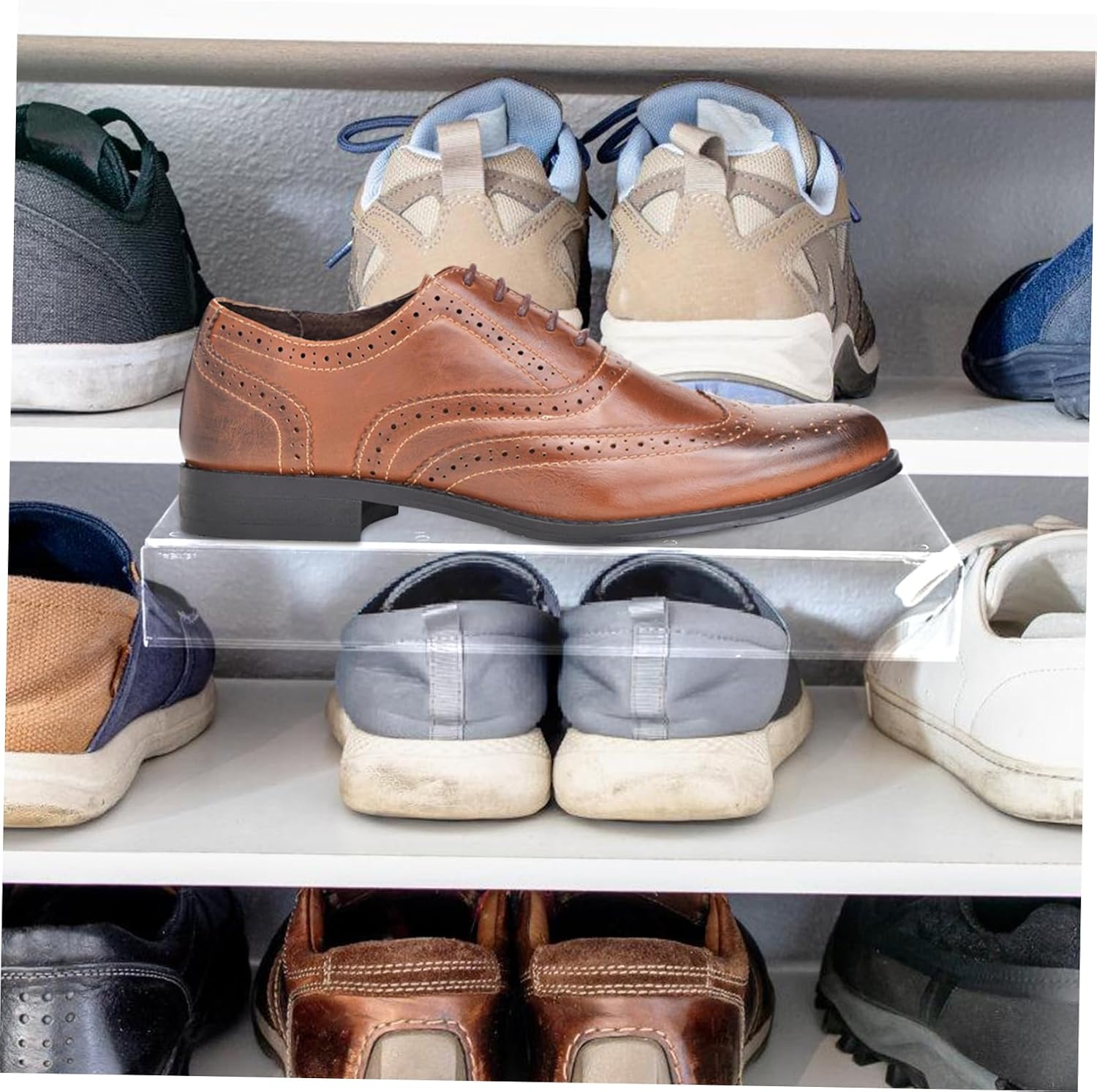 Zerodeko 2Pcs Clear Wall Shelf for Shoes Rack Space Saving Storage for Sneakers and Heels Shoe Mount for Retail and Home Use