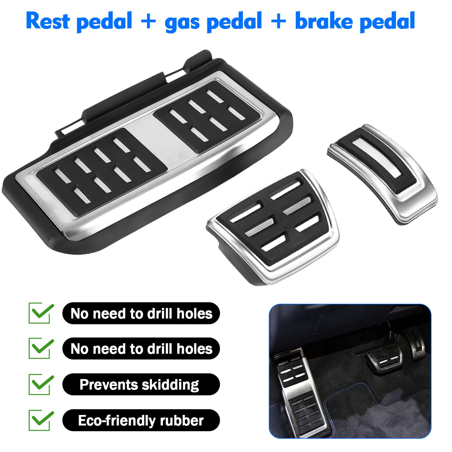 Pedalabdeckung t5, langlebig, pedalabdeckung t5, passend für Volkswagen Golf 7 Tiguan L Tanyue 19 Sagitar 18 Bora Lingdu 20 Tukai Gasbremspedal (Nero + Bianco)