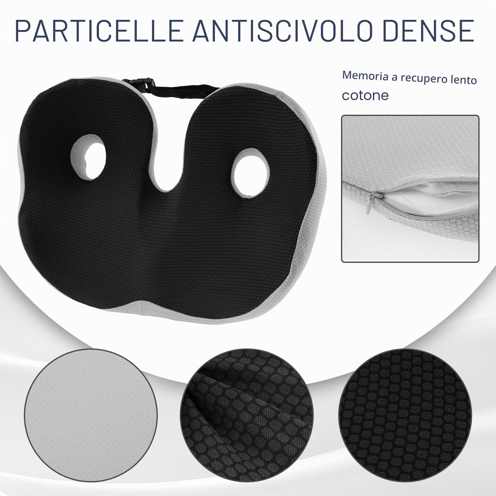 Cuscino per coccige per dolore al coccige, regolabile, foam, antiscivolo, ergonomico, per alleviare il dolore al coccige, per sedia da ufficio, sedia a rotelle, cuscini per sedili auto,