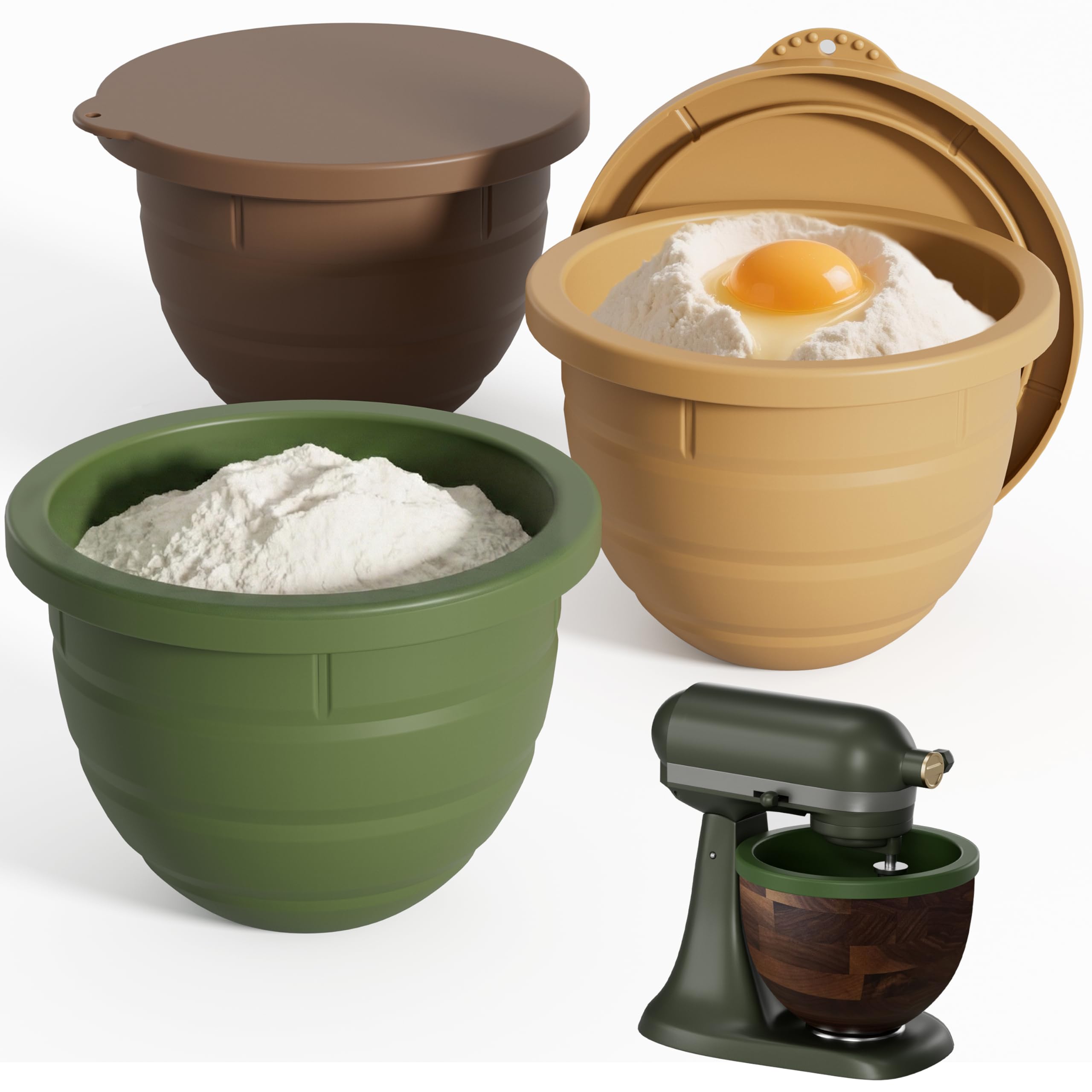 Forros de silicona para batidora Evergreen evita rayar el tazón de madera de nogal de 5 qt