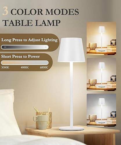 Miniatura 2 de Faithorse Paquete de 2 lámparas de mesa inalámbricas RGB, 8 modos RGB y control táctil, lámpara de escritorio con batería recargable, IP54