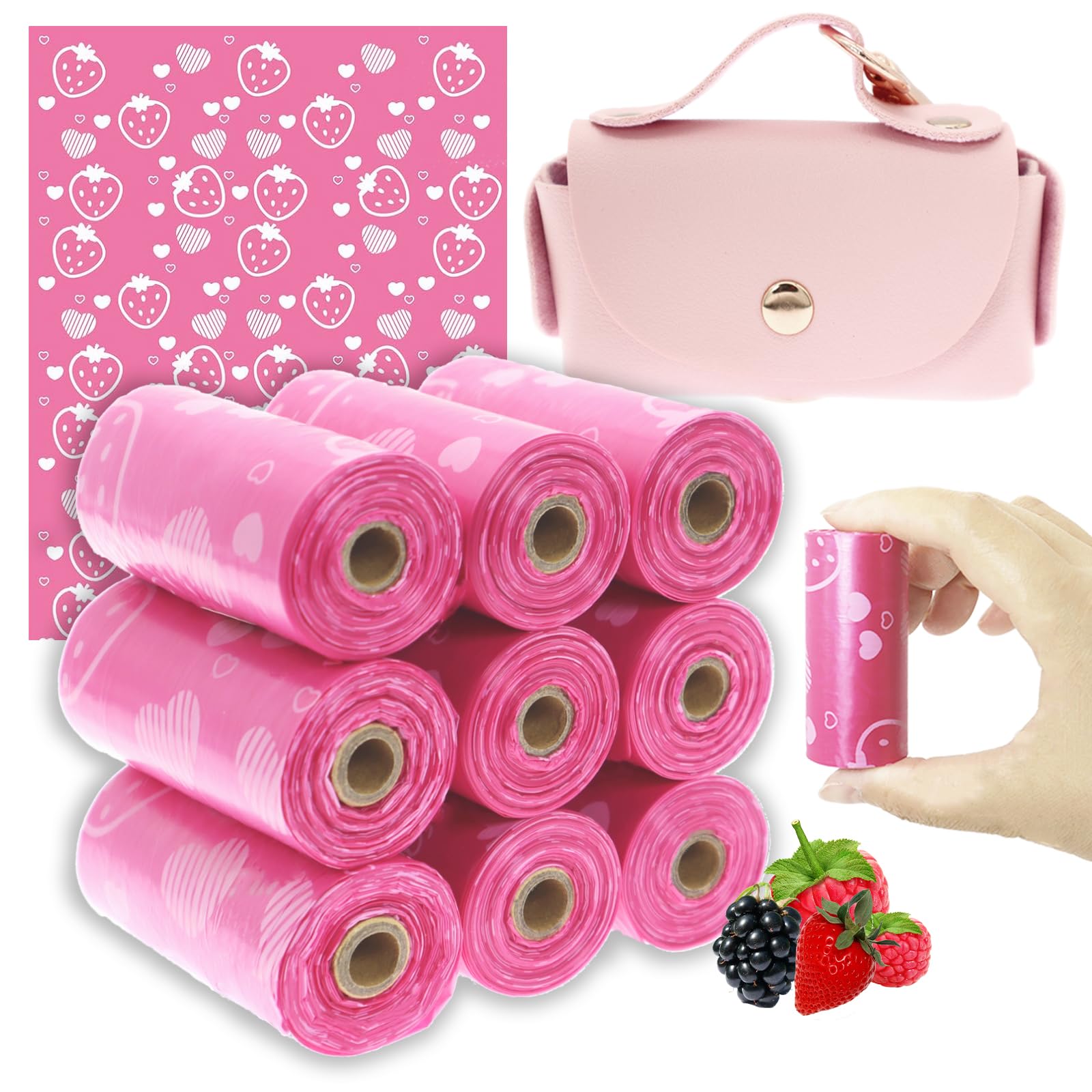 Eyryfui Sanitary Napkin Disposal Bags with Dispenser Feminine Hygiene Disposal Bags for Tampons Trash Bag, Personal Care Sanitary Bag for Women Privacy Handling (Pink)