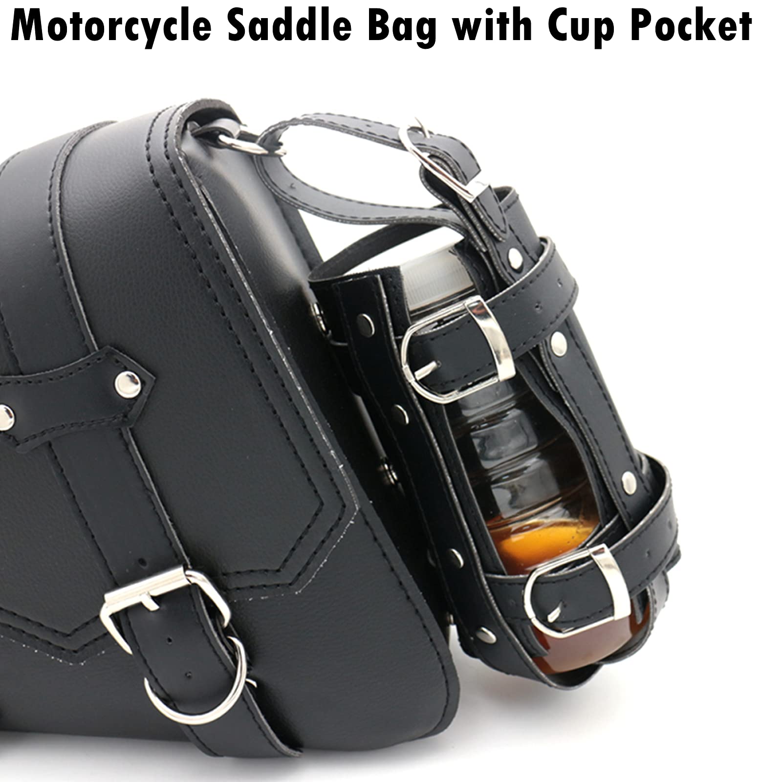Motorcycle Saddle Bag Leather PU Storage Tool Bag for Harley