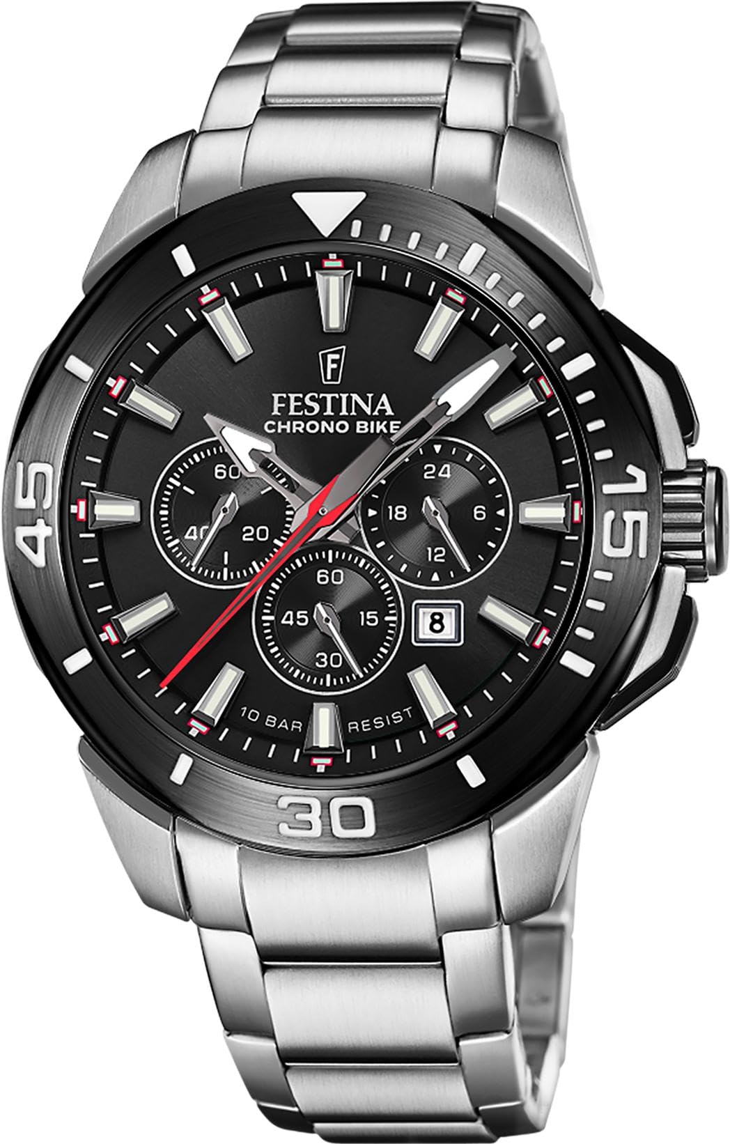Festina Reloj Hombre F20641/D Chrono Bike Caja de Acero Inoxidable 316l Plateado Correa de Acero Inoxidable 316l Plateado