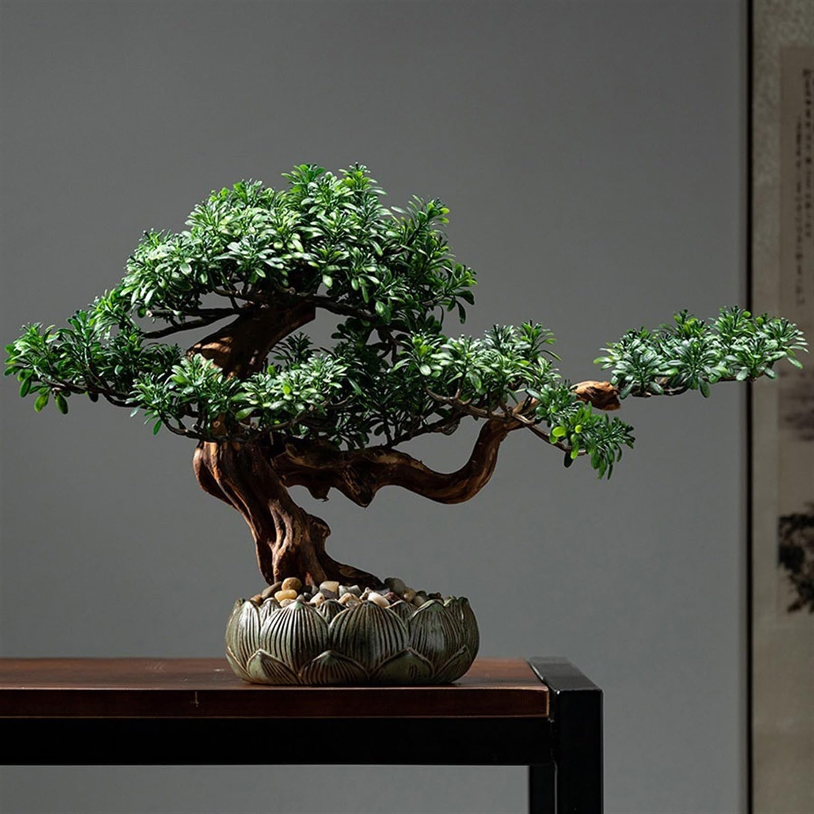 Fałszywe drzewo Sztuczne zielone rośliny wejście do salonu chińskie dekoracje feng shui hotelowe ozdoby bonsai pulpit symulacja drzewa Wystrój wnętrz