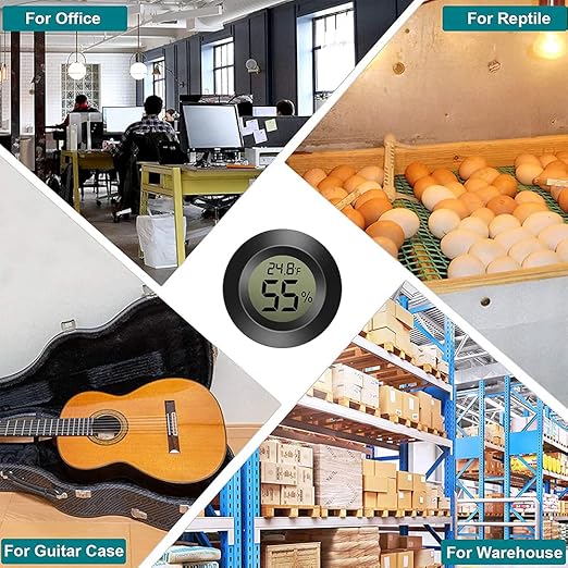 The 6-Pack Mini Hygrometer Thermometer is a digital LCD monitor that accurately measures indoor and outdoor humidity levels as well as temperature. It is commonly used in humidifiers, greenhouses, reptile habitats, and humidors to maintain optimal environmental conditions for plant growth or the well-being of pets.