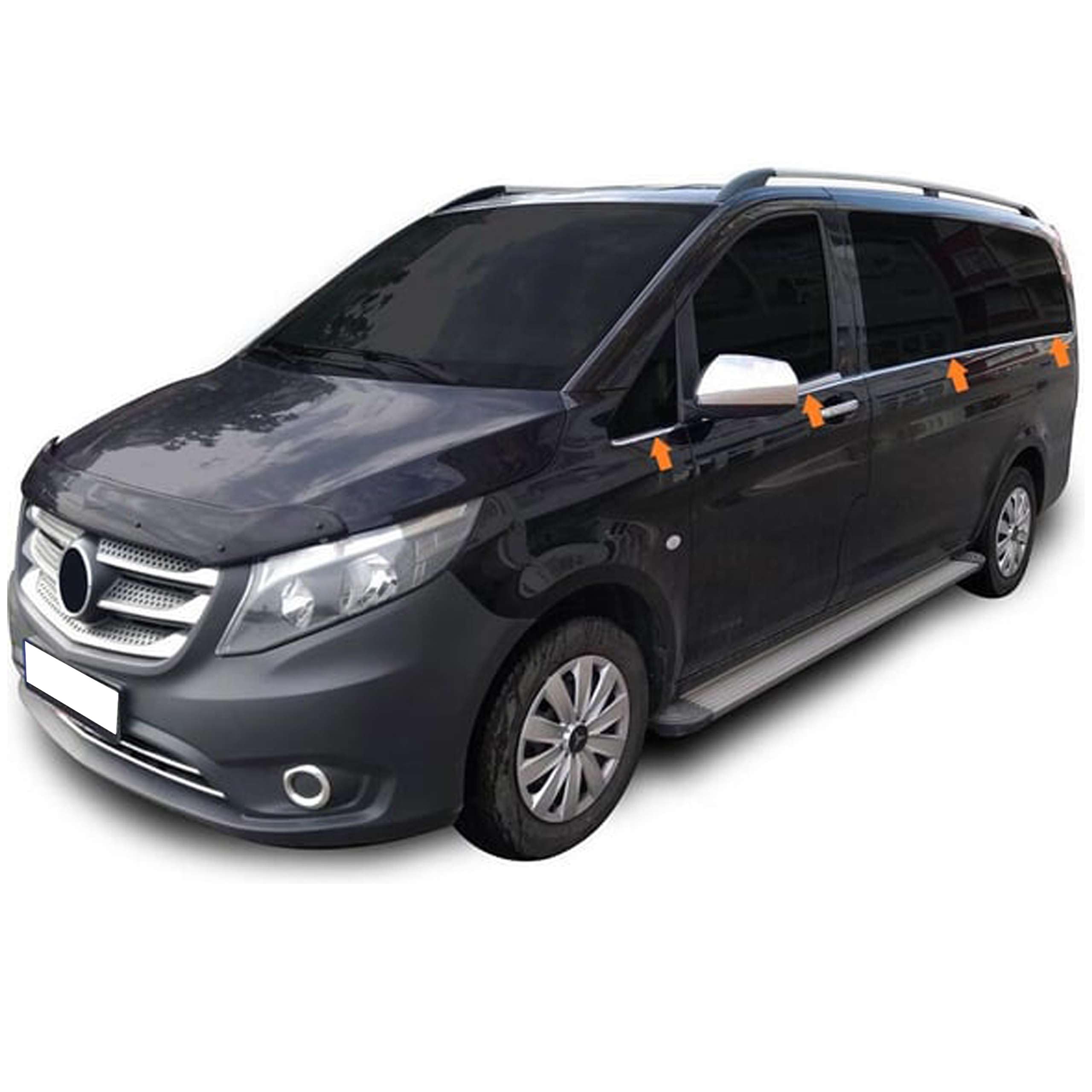 INLY 8 Piezas junquillos de Acero Inoxidable Cromado Sustitución de los antepechos de Las Ventanas Compatible con Clase V Vito W447 (2014-2024)