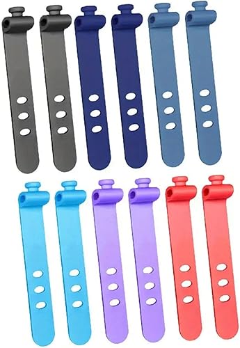 20 bridas de silicona duraderas  Organizador universal de cables para cargadores, auriculares y cables de datos  Correas flexibles, reutilizables y