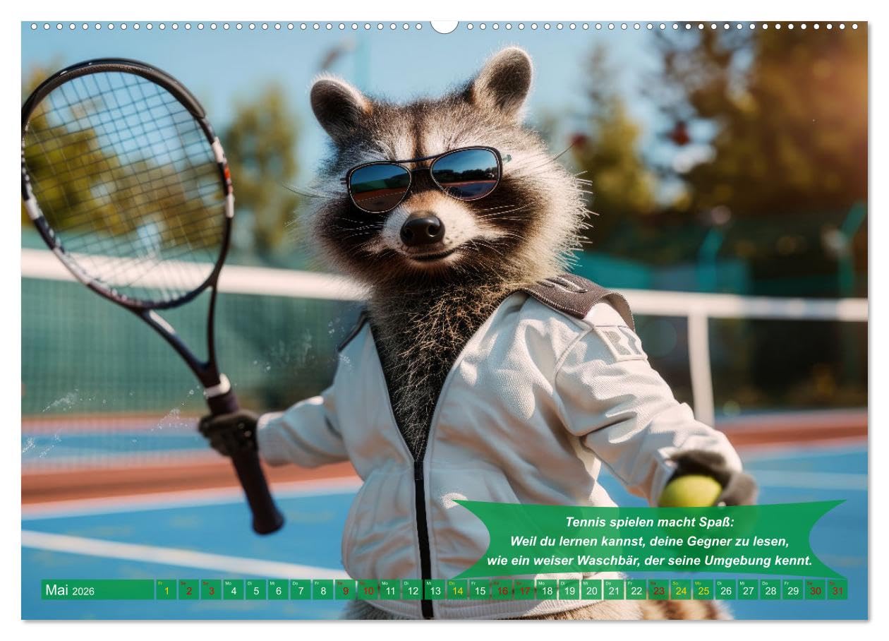 Der tierisch lustige Tennis-Kalender (hochwertiger Premium Wandkalender 2026 DIN A2 quer), Kunstdruck in Hochglanz: Ein Muss für alle Freunde des ... Lächeln beginnen wollen (CALVENDO Sport)