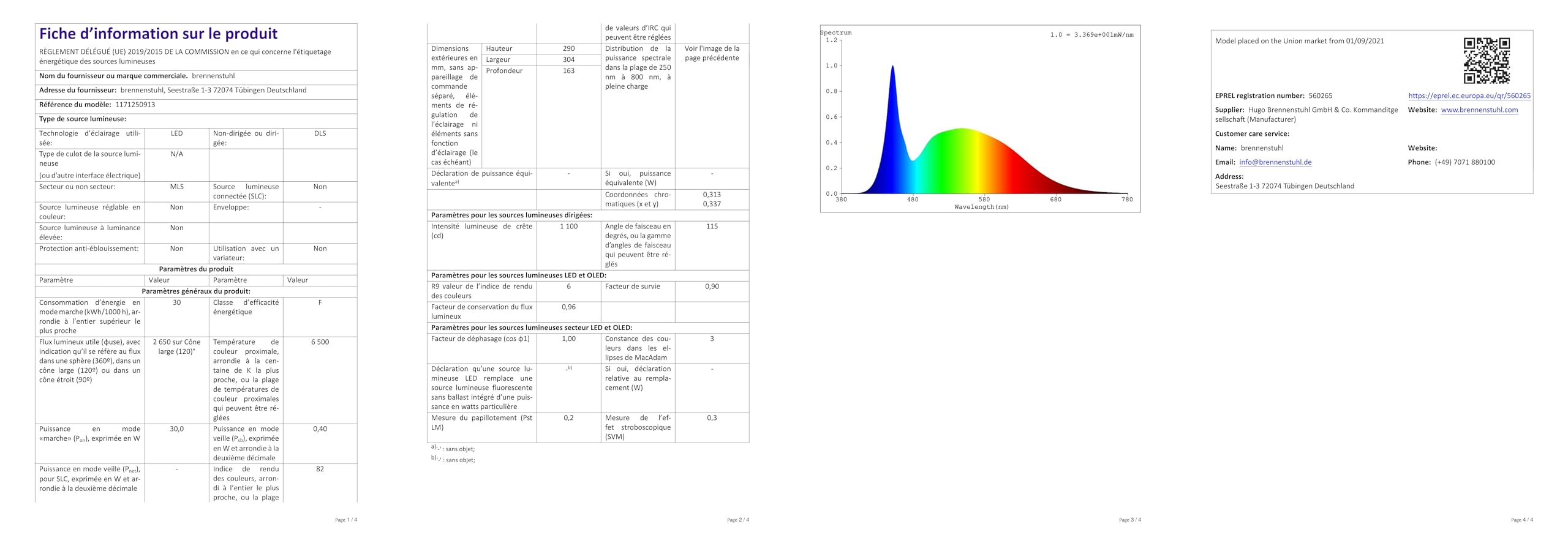 Brennenstuhl Projecteur LED portable JARO 3050 M pour une utilisation en extérieur IP65 (Spot de chantier LED 30W avec 3m de câble, avec verrouillage rapide sur glissière) 2650 lm Jaune/Noir
