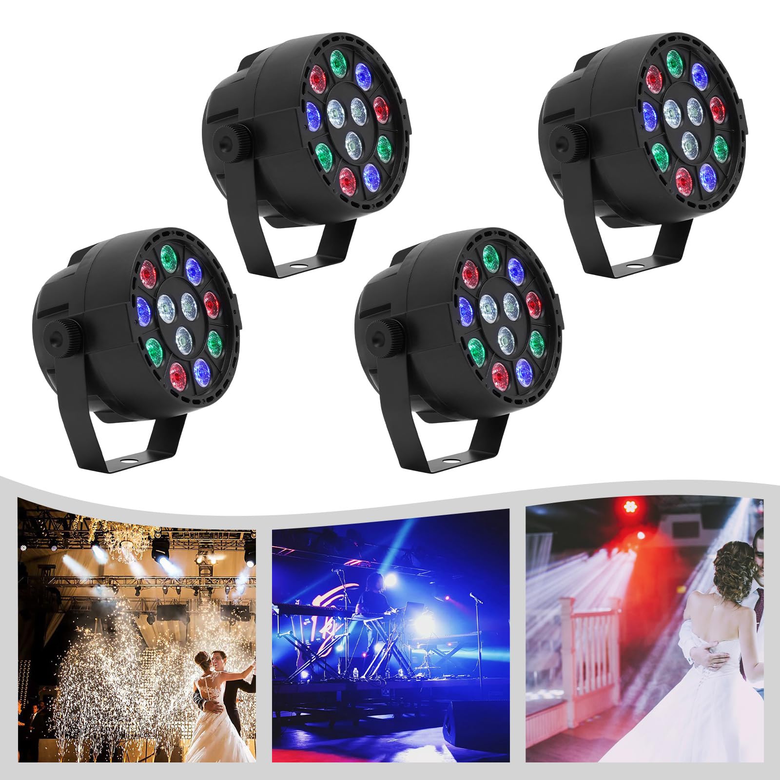 4 Stück LED Strobe Scheinwerfer Bühnenbeleuchtung,Bühnenlicht Partylicht mit Fernbedienung,Mehrere Steuermodi,MIT Halterung,für Hochzeiten, Geburtstagsfeiern, Freunde/Familientreffen, Bankette