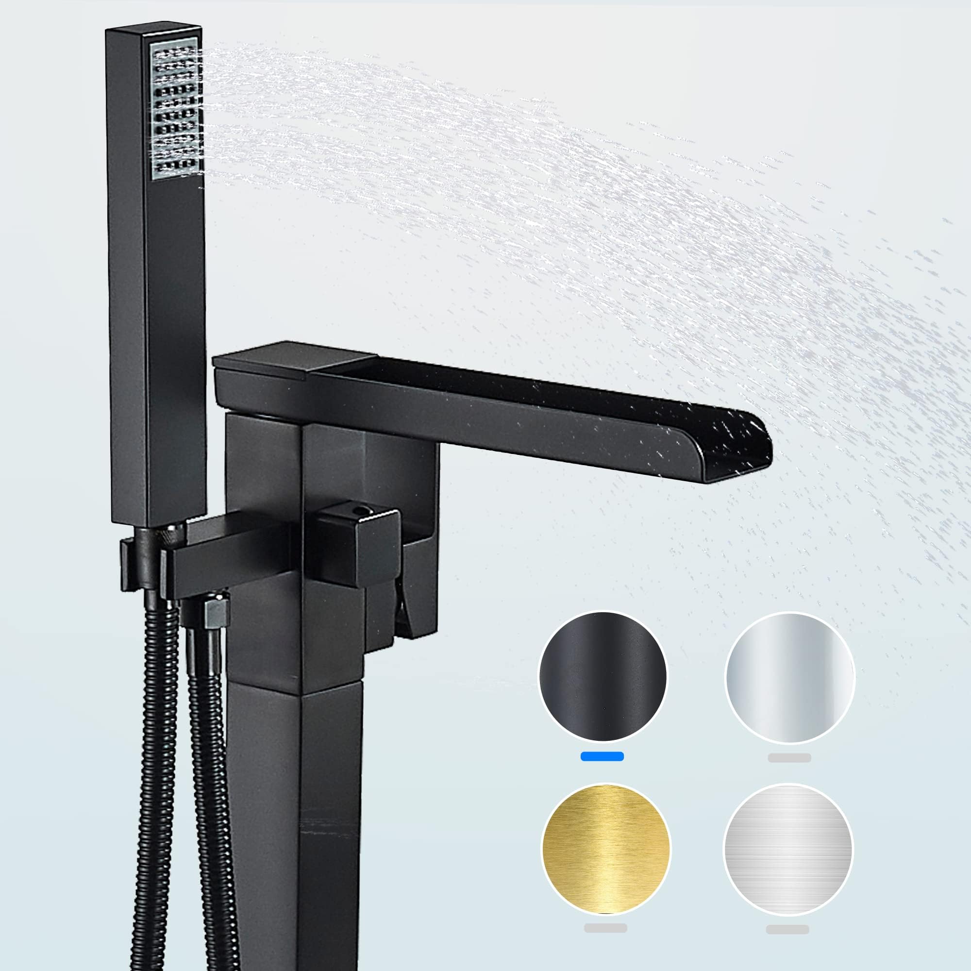 Senlesen Matte Black Free Standing Floor Mounted Waterfall Spout