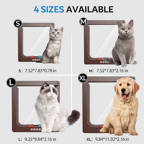 Miniatura 9 de Puerta interior mediana para gatos, puerta interior para gatos, puerta exterior de gato, 4 modos de bloqueo, adecuada para ventana y pared (negro)