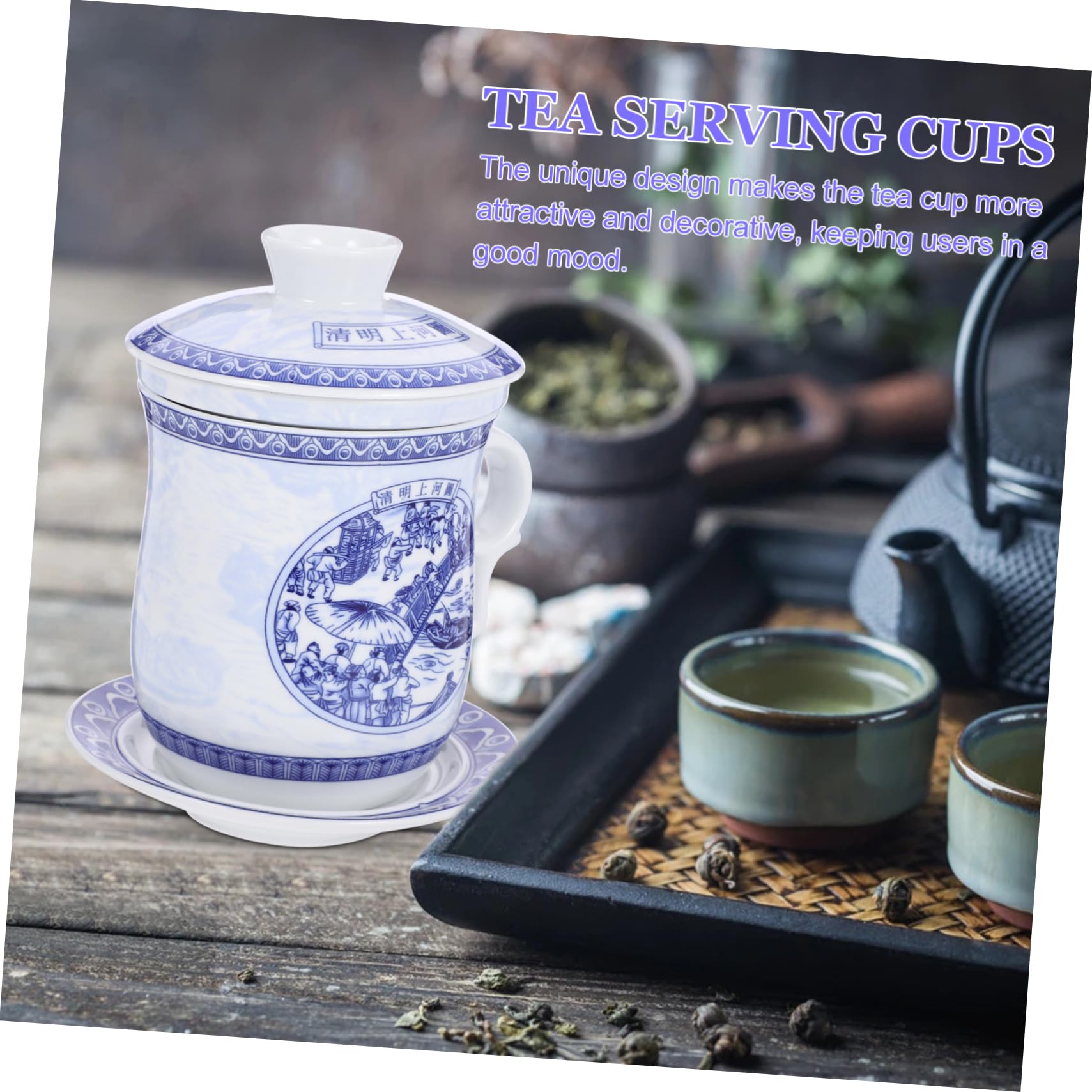 PRETYZOOM Traditionelle Teetasse 1 Satz aus Keramik mit Deckel und Sieb