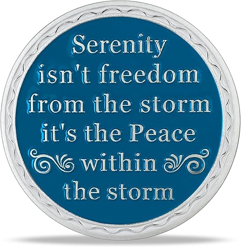 Miniatura 2 de Moneda de sobriedad del océano arcoíris  Moneda AA Serenity  Medallón de chip AA HA con cita inspiradora  Narcóticos alcohólicos anónimos regalos