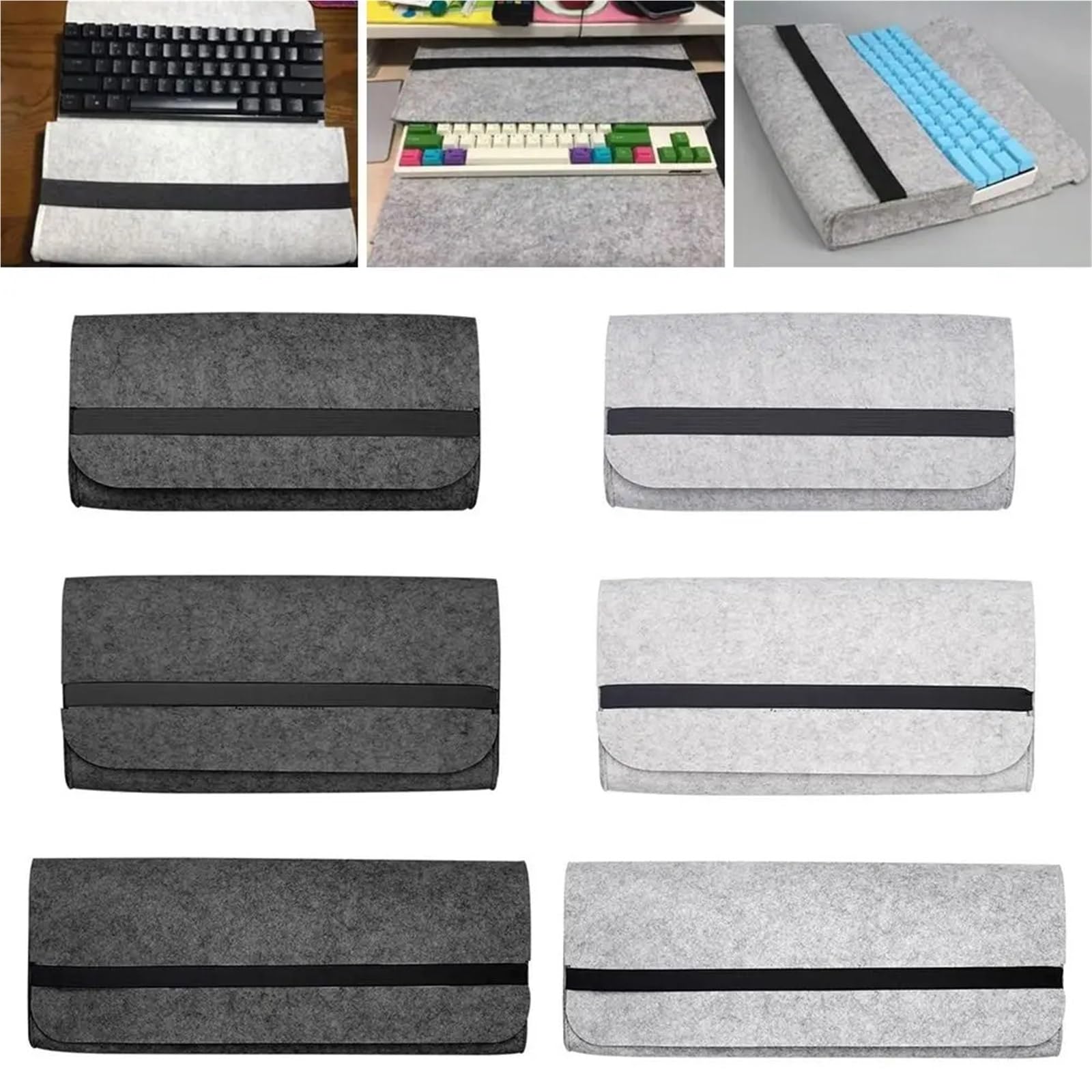 Funda Protectora Para Teclado Bolsa de almacenamiento de llaves 60/ 87/104, funda protectora, bolsa for teclado de ordenador, Estuche de transporte for teclado, bolsa de fieltro, paquete for teclado(L