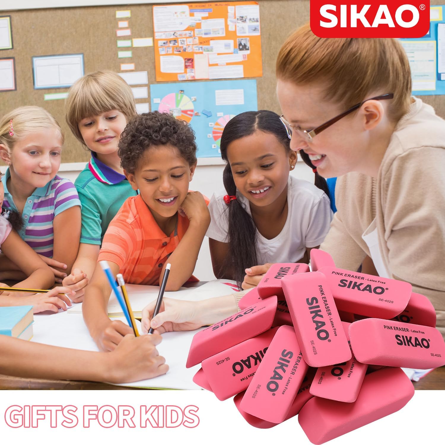 Confezione da 120 gomme da cancellare rosa per bambini, grandi gomme smussate rosa, gomme artistiche per disegno, forniture scolastiche per insegnanti