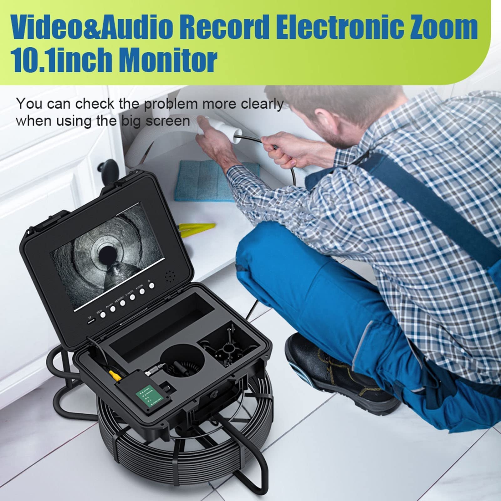 Kamera Inspekcyjna Z Ekranem IPS O Przekątnej 10,1 Cala Kamera Kanalizacyjna Z Funkcją Nagrywania DVR Kamera Endoskopowa AHD 1080P Do Inspekcji Zewnętrznych (Size : 20cm)