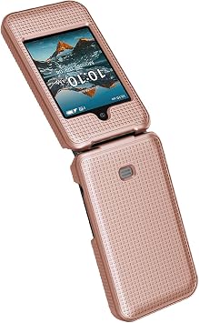 Grid Series for Consumer Cellular Iris イージー フリップ スマホケース ローズゴールド ピンク