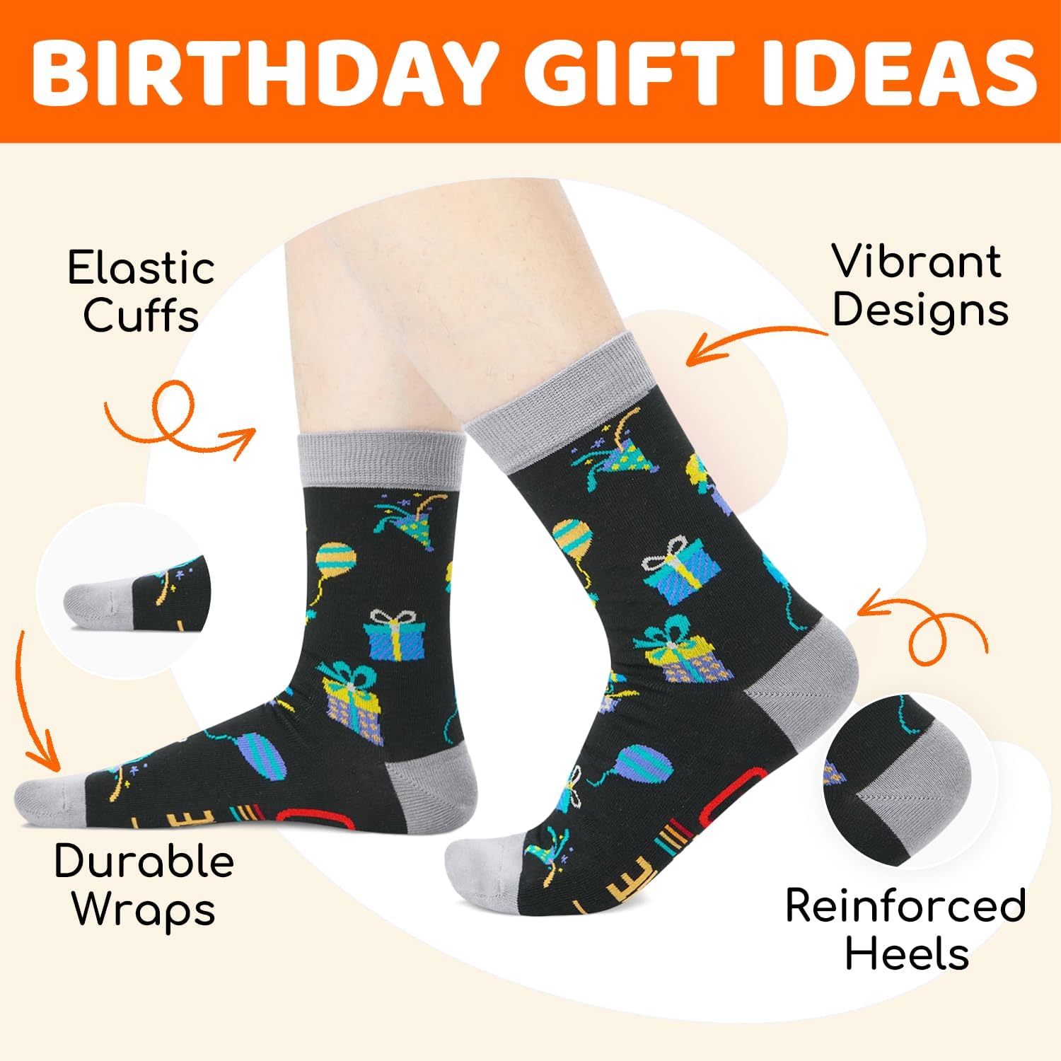 HAPPYPOP Birthday Gift Ideas - 1975 1984 Birthday Sock for Man Woman, Bday Gifts with Card - Image 4