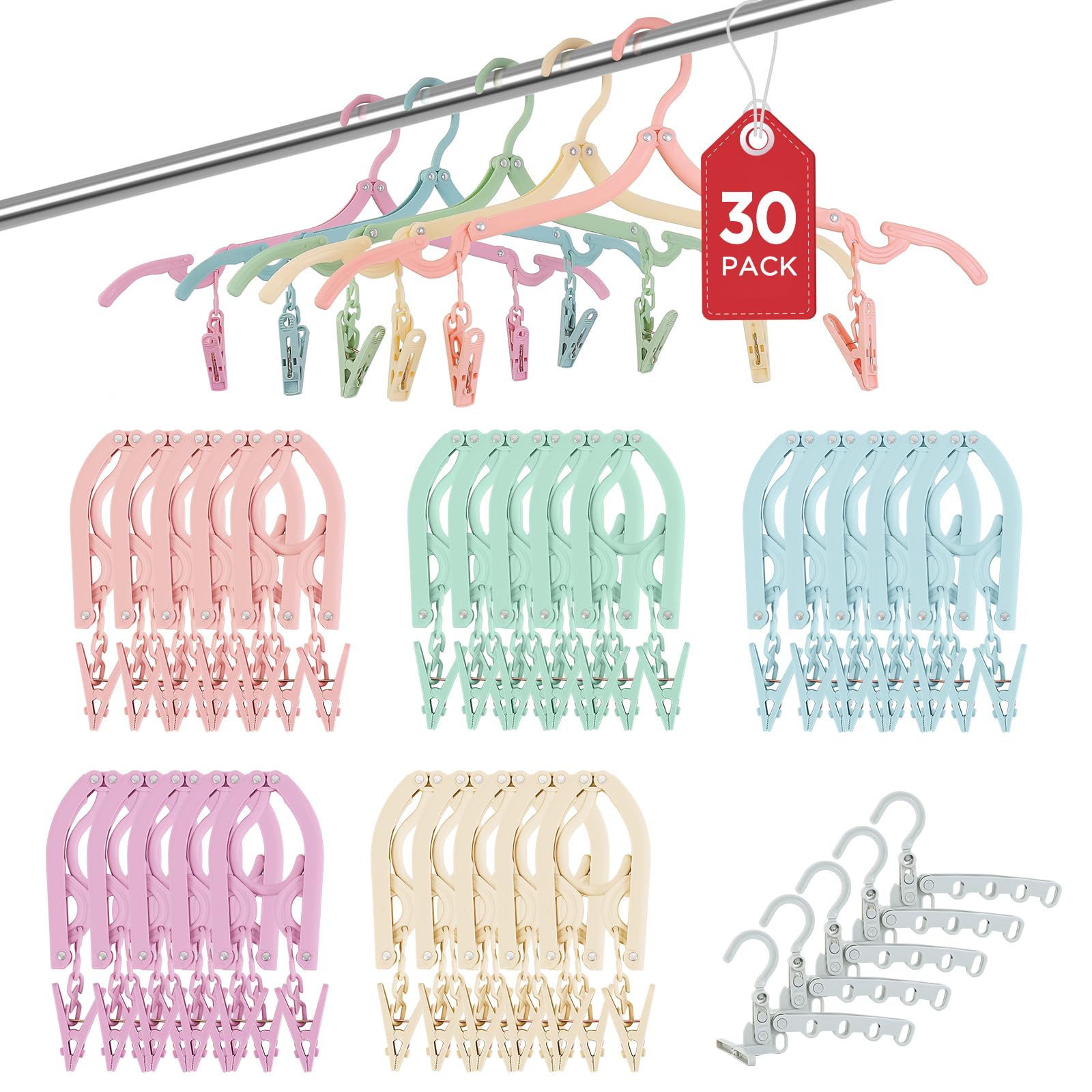 Cintres de voyage pliables Hngera | Lot de 25 antidérapants pour croisière et camping-car