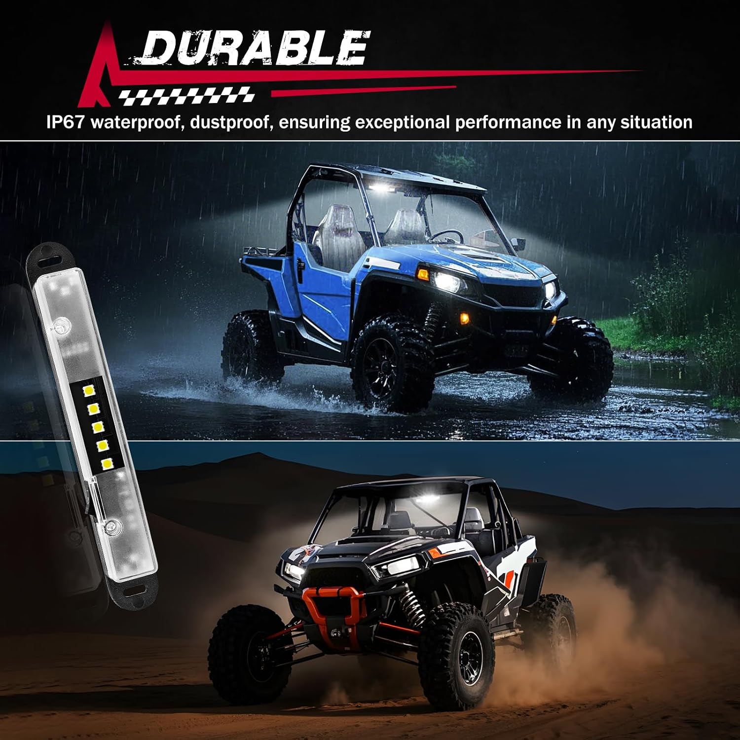 UTV Interior Dome Light, FASTCHOY AUTO Universal Roll Bar Mount LED Interior Lights Roll Cage Light for UTV ATV SXS RZR Polaris Can-Am Golf Cart Talon Truck Off Road Vehicle - White